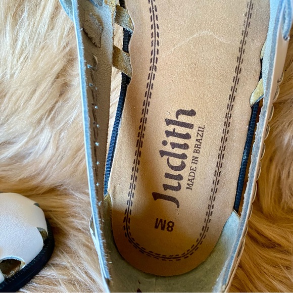 Vintage Judith White Leather Huaraches Sandals Flats Slip Ons - Picture 7 of 8